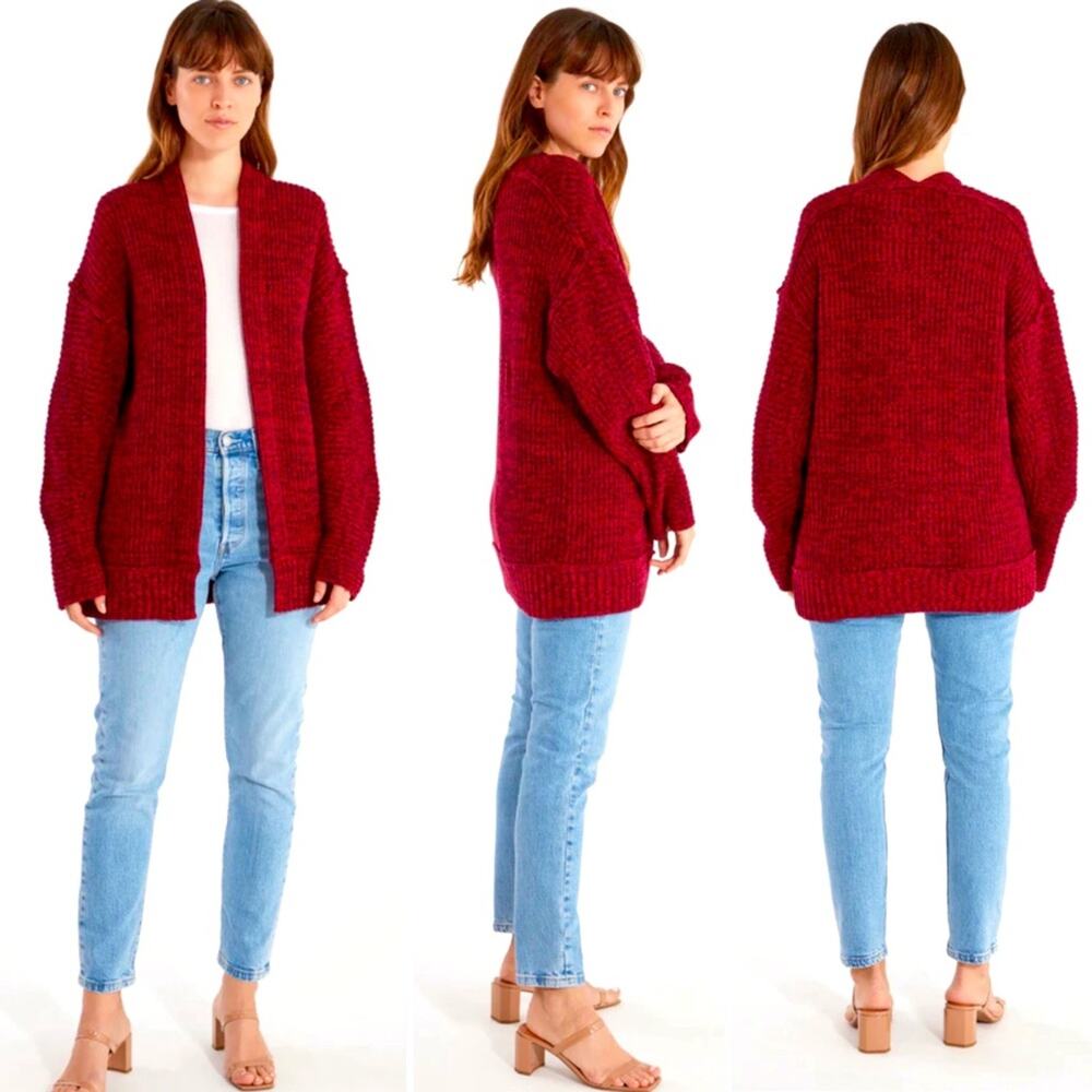 Free People Oversized Cardigan Plum Blossom Combo